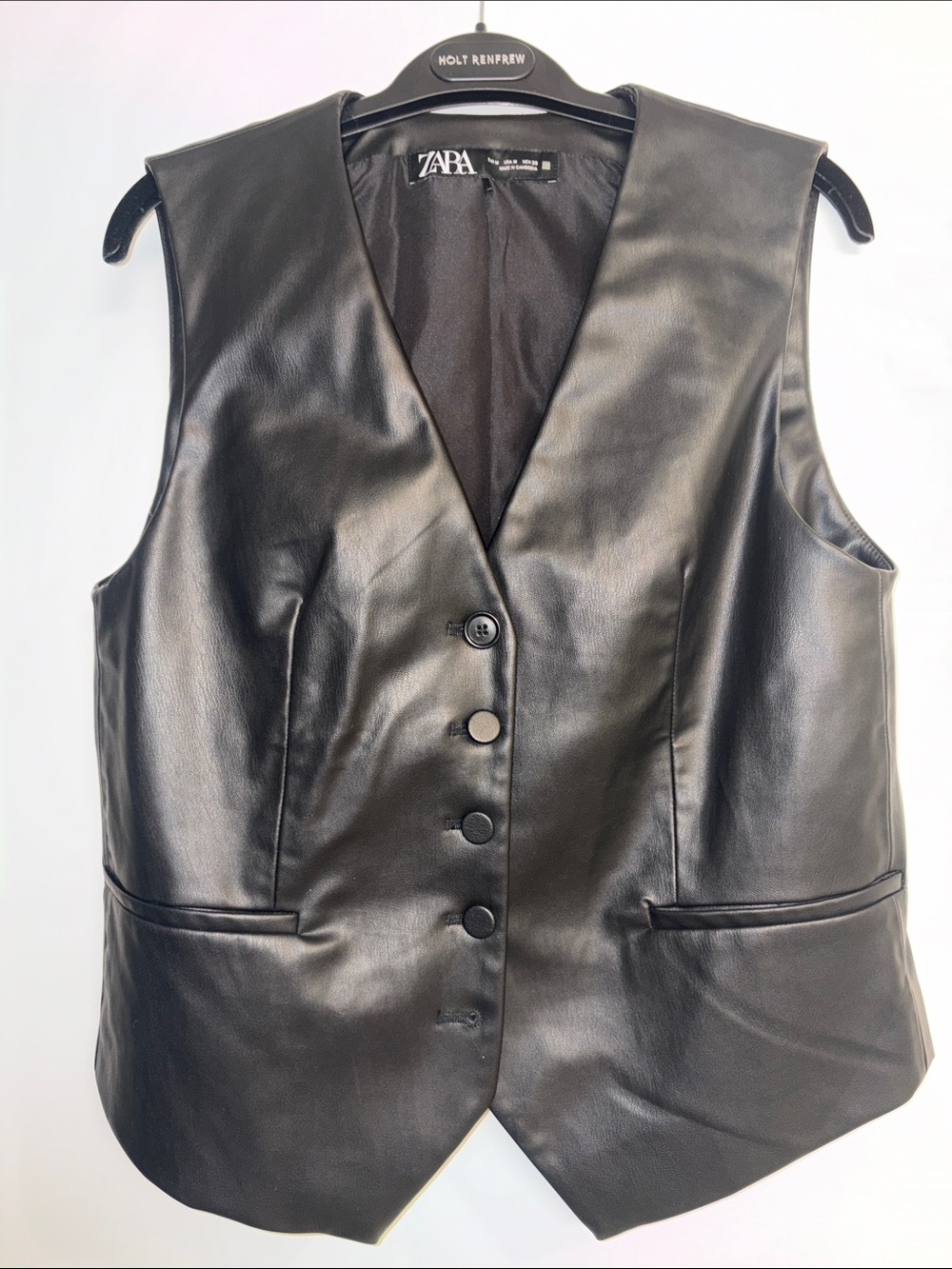 Zara Black Faux Leather Vest